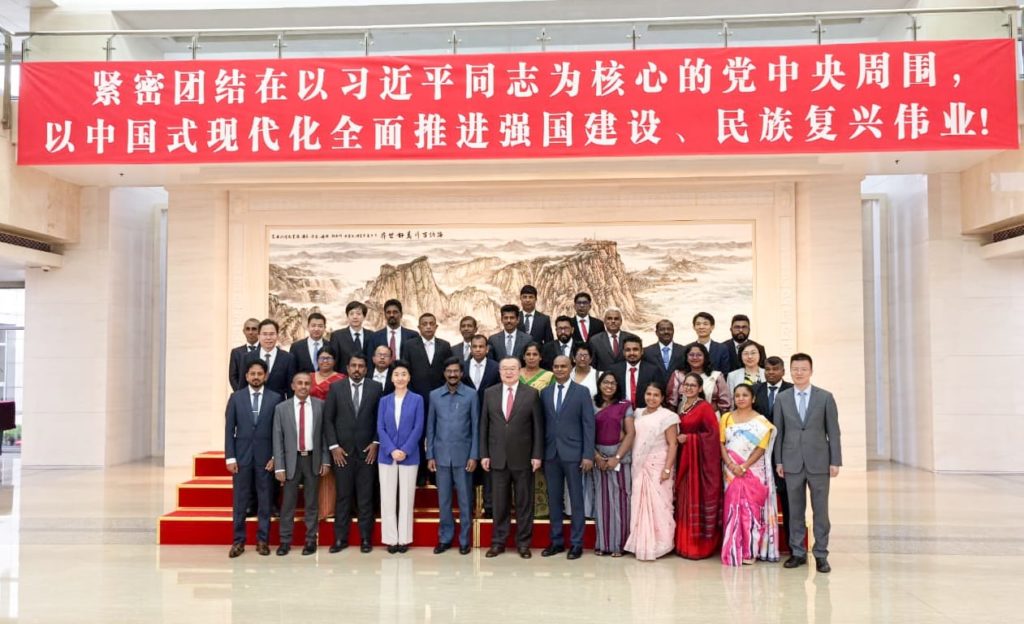 Tilwin Silva and the JVP team at the headquarters of the Foreign Affairs Department of the Communist Party of China