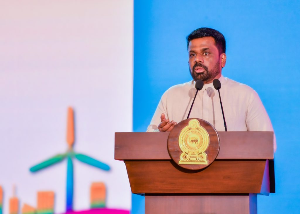 President Dissanayake speaking at Praja Shakthi