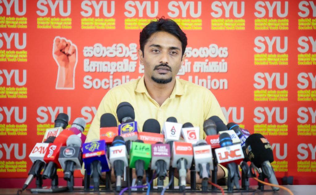 Suranga Sanjeewa at the SYU press conference about underworld